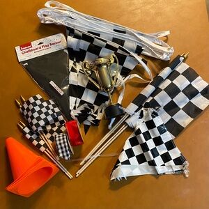 Party pack, black and white racing party supplies, 17 pieces